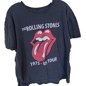 Rolling Stones Big Red Lip Black T shirt 2X Cotton Blend Short Sleeve Womens
